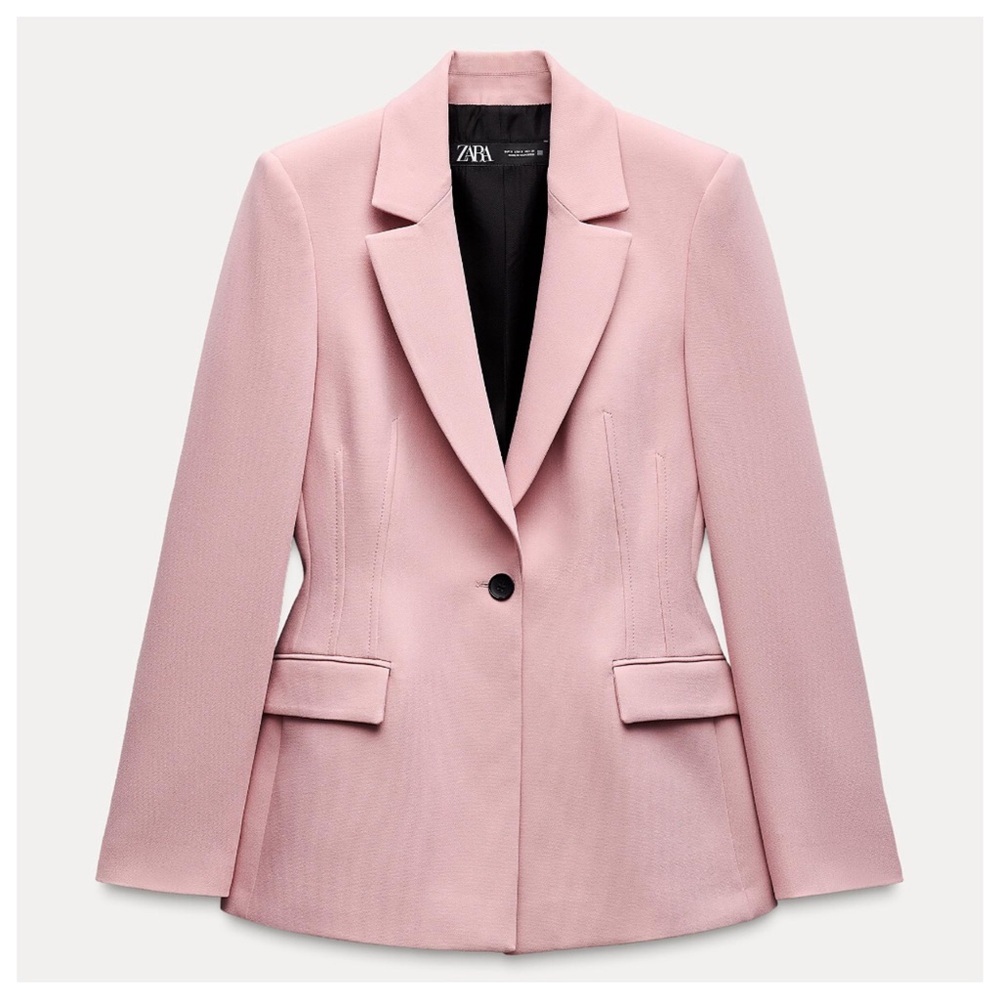 NWOT. Zara Pink Viscose Blend Fitted Tailored Blazer. Size XL. - Picture 5 of 11